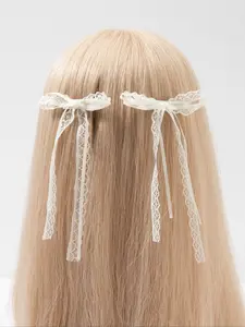 Elegant Trendy Lace Bowknot Decorative Hair Clips for Women, Summer Sweet Cute Bow Hair Clips for Girls, Fashionable Alloy Hair Accessories, Bow Embellishment, 2024 Lovely Kawaii Accessories for Daily Wear, Barrettes Hair Clips