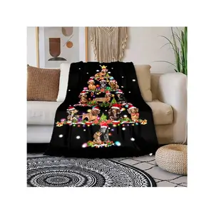 Dog Tree Printed Throw Blanket - Contemporary Knitted All-Season Cozy Flannel Blanket Couch, Office, Bed, Camping, Travel - Versatile Pet Lovers, Birthday Mother's Day Size