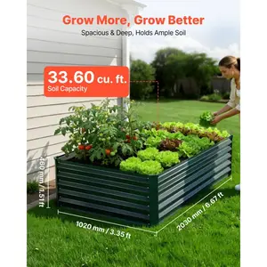 Summervibes VEVOR 1 Pack Galvanized Raised Garden Beds, 8x 4x 1 ft, Rectangular Metal Planter Boxes Kit Outdoor, Bottomless Elevated Planting Box with Gloves, Alu - Zinc, for Growing Flowers Vegetables, Dark GrayVEVOR Super Brand Day