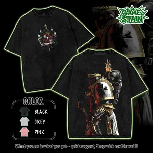 WARHAMMER 40K "Emperor's Champion" Vintage Washed Unisex Graphic Tees, Casual Crewneck Short Sleeve shirts Men Gifts, For Fan Cotton Fabric