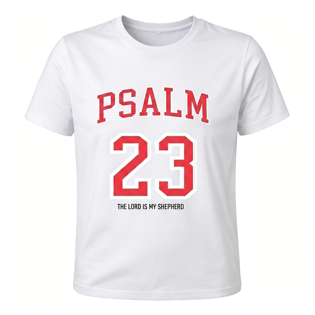 [100% cotton] printed with Psalm 23 personalized graphic casual black T-shirt comfortable fabric top
