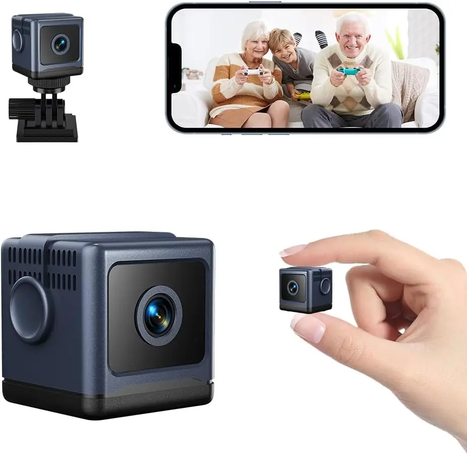 Mini WiFi Security Camera, 1080P HD Night Vision Wireless Tiny Camera, Bluetooth Quick Connect Home Surveillance Cam with Motion Detection Baby Cry Alert, Loop Recording Built-in Battery Magnetic Mount Nanny Cam for Indoor Home Pet Monitoring