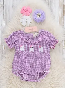 Gorgeous Ghosty Smocked Gingham Bubble Romper