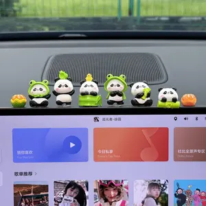 8pcs Cute Cartoon Panda Car Decor Set, Creative Interior Accessories for Dashboard Navigation, No Trace Adhesive Included