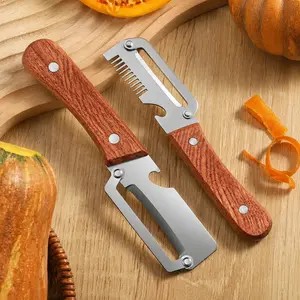 【Summervibes】Multi-Functional Vegetable Peeler for Kitchen, Ultra-Sharp Stainless Steel Blade with Wooden Handle and Bottle Opener, For Vegetables or Fruits that Need to Be Peeled (2 Pcs)