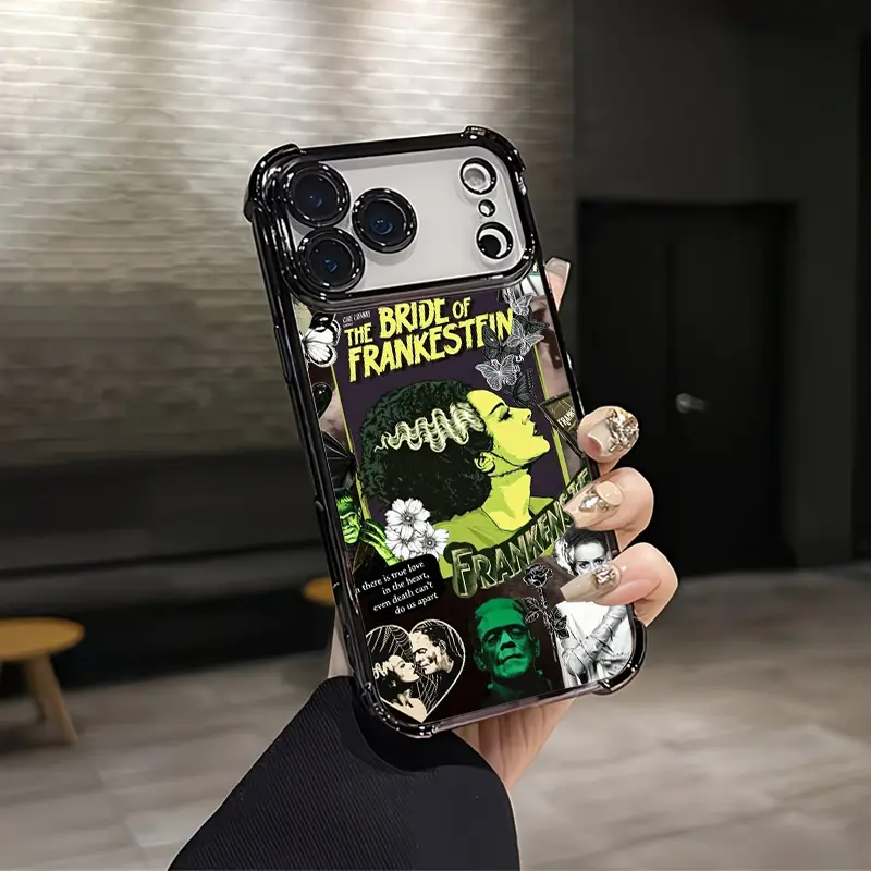 Bride of Frankenstein  Aesthetic Custom Smartphone Case, Soft Silicone TPU Shockproof Protector, Vintage Fashion Handheld Accessories for iPhone 17/16/15/14/13/12 Plus Pro Max Ultra & Samsung 22/23/24/25 Plus Pro Max Ultra,  Gift,  cute phone cover