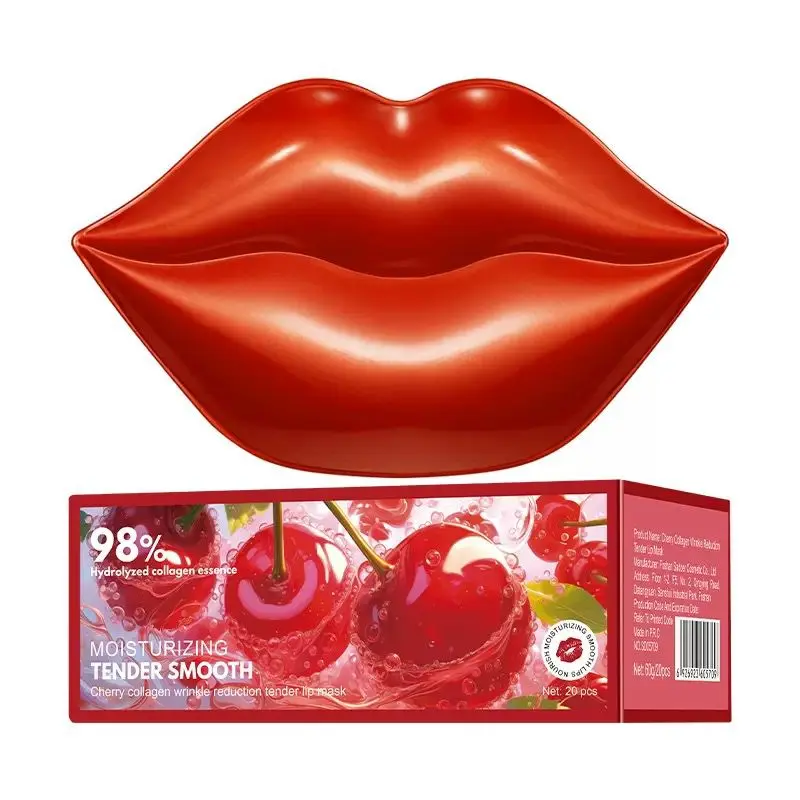 Cherry Collagen Hydrating Lip Mask - Anti-Chapped & Deep Moisturizing Lip Patches for Dry, Cracked Lips & Fine Lines