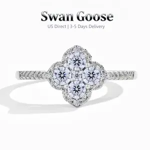 S925 Sterling Silver Lucky Clover  Ring for Women, 18K Gold Plated with 5A Cubic Zirconia Hypoallergenic  Promiserings Engagement Anniversary Gift party fine jewelry gift and Daily Wear