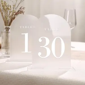 Frosted Arch Wedding Table Numbers with Stands 1-30, 5x7"  Display Signs and Holders, Pack of 30,  for Centerpiece, Reception, Decoration, Party, Anniversary, Event