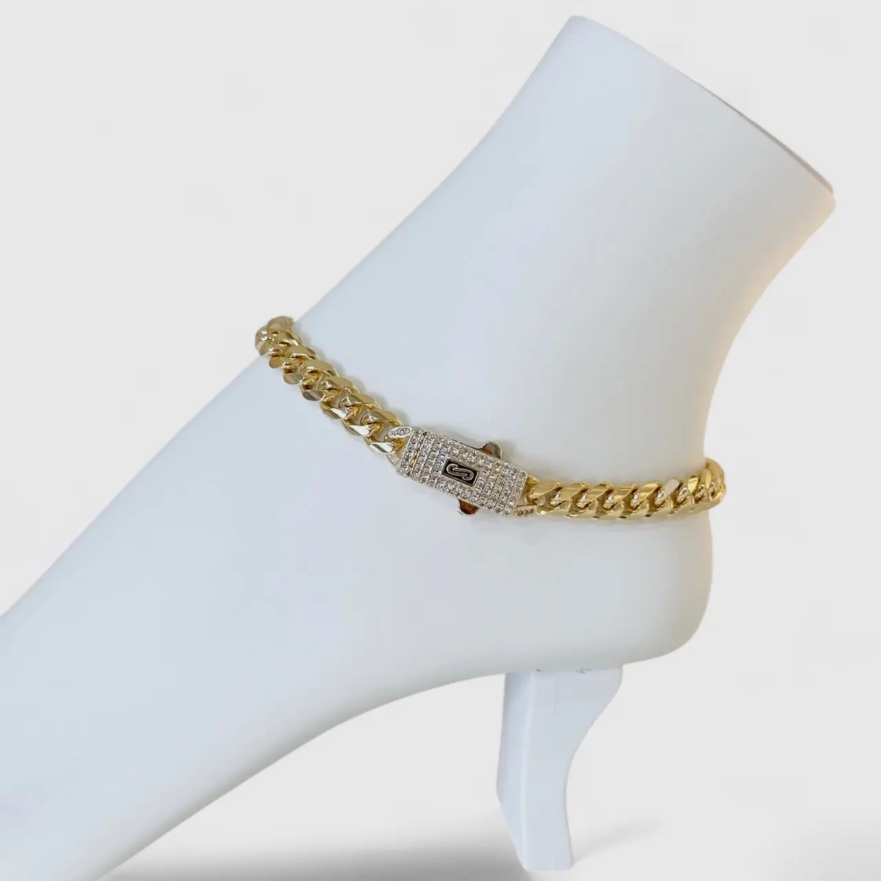 Anklet Mónaco 8mm 10 inches Gold Plated 14 k