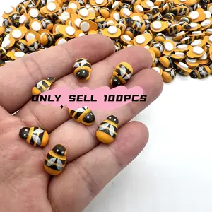 Mini Wooden Bee Decorations, 100 Self-Adhesive Bees with Wings & Stripes, Perfect for Scrapbooks, Parties, Home Wreaths, Crafts, DIY Projects