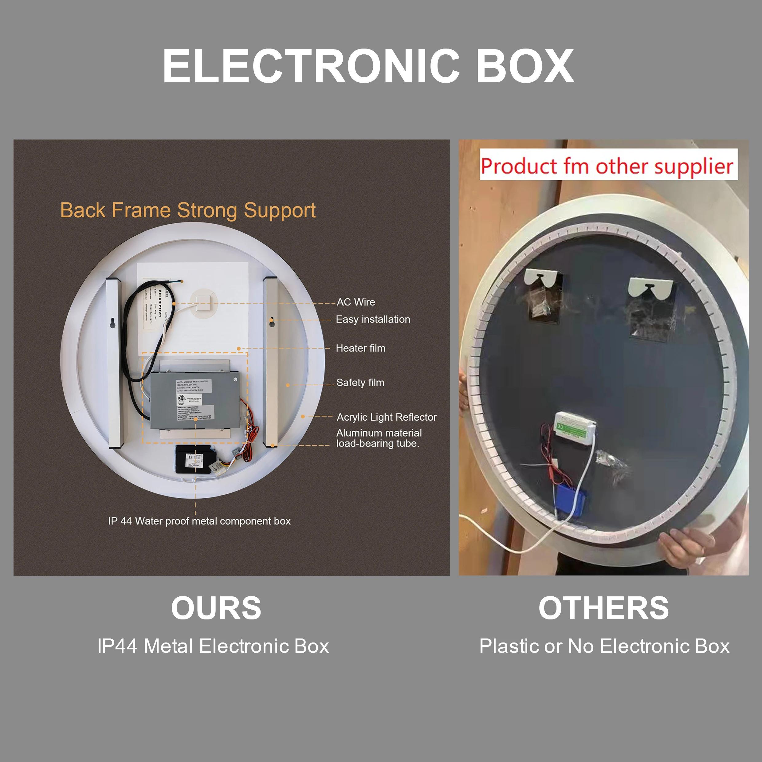 US Local Stock 28W 36H Inch Tempered Frameless Touch Adjustable Anti Fog Led Light Smart Bathroom Mirror With Led Light