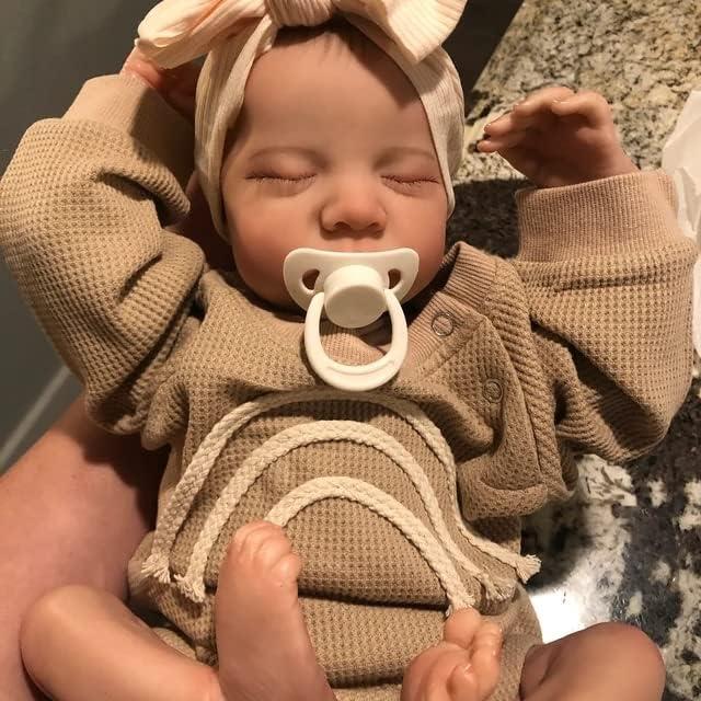 Reborn Baby Dolls 19 inch 48cm Cloth Weighted Body Vinyl Reborn Toddler Doll Asleep with Painted Hiar Lifelike Dolls That Look Real Child Toys with Outfit & Accessories  Christmas gift Stuffed