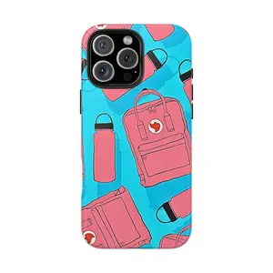 VSCO Kanken Backpack Water Bottle Pink & Blue Tough Phone Case | Aesthetic