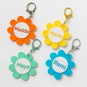 Personalized Flower Keychains - Custom Name Tags for Bogg Bags Backpacks & Gifts - Choose Your Color & Add Name for Instant Cuteness