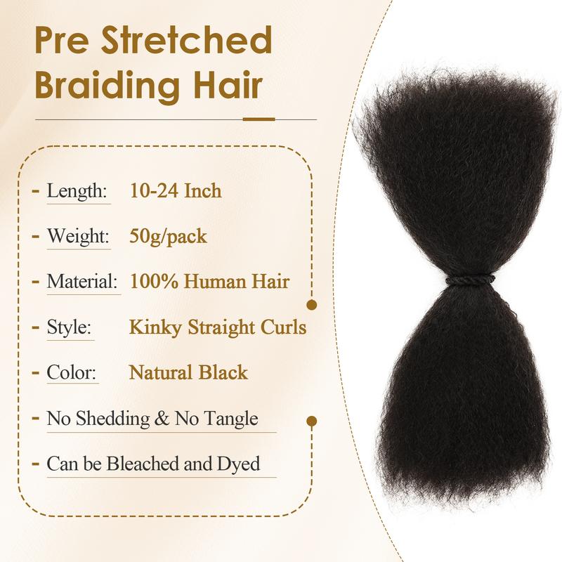 Pre Stretched Braiding Hair for Braids Twists Soft Human Hair Kinky Straight Texture 100% Virgin Hair Extensions Pre Stretched Braiding Hair for Braids Twists Soft Human Hair Kinky Straight Texture 100% Virgin Hair Extensions