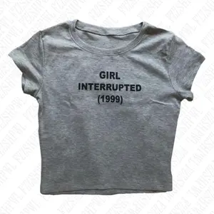 Women's Vintage Harajuku Aesthetic Grunge Punk Towk Print T-Shirt - Short-Sleeve, Round Neck, Slim-Fit Crop Top, Casual Streetwear for Emo Girls