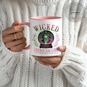 Wicked The Musical Mug, Wicked Changed For Good Coffee Mug, Pink And Green Witch, Wicked The Musical Gifts, Elphaba and Glinda, Wizard of Oz