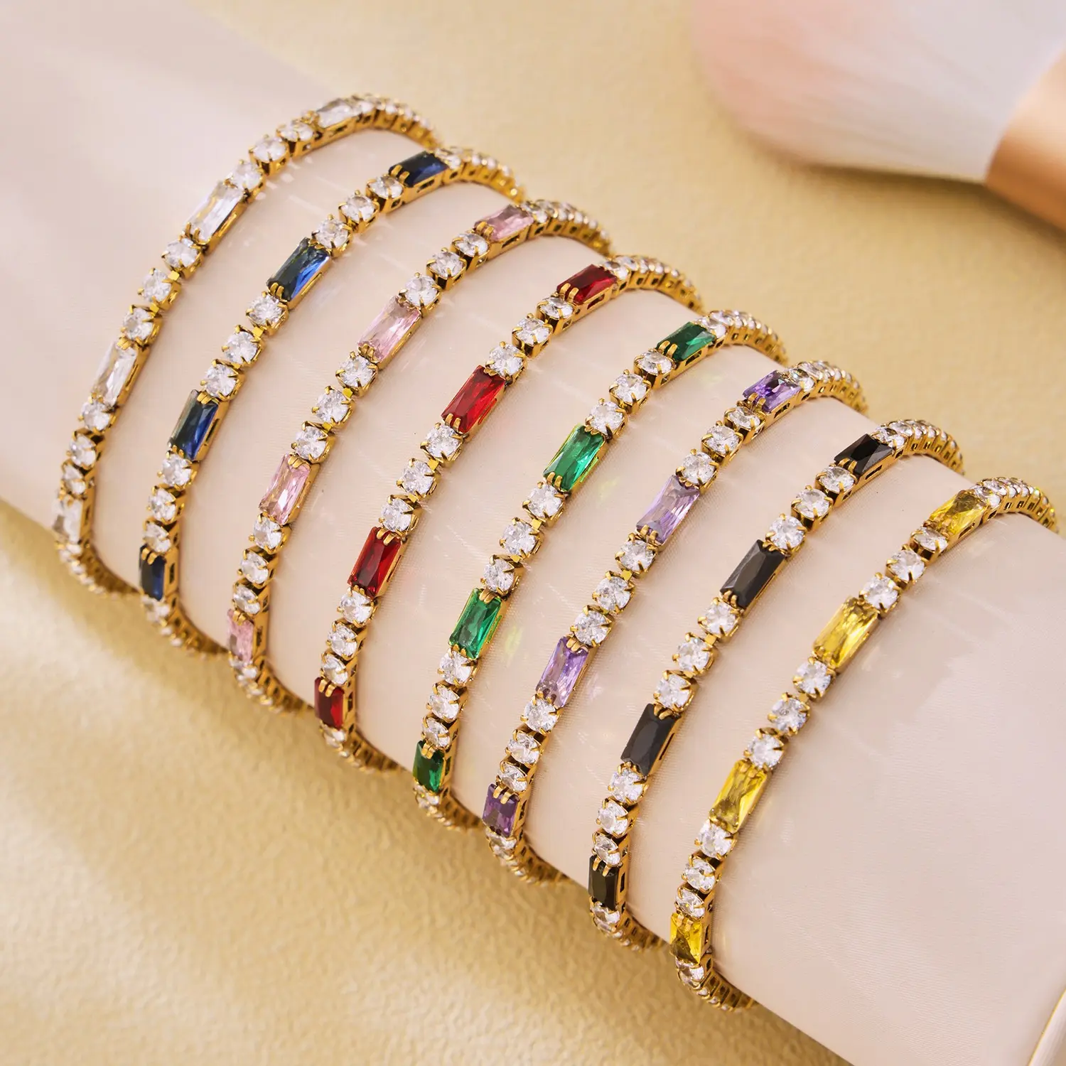 Fashionable square multi-color diamond bracelet with diamond embellishments accessory
