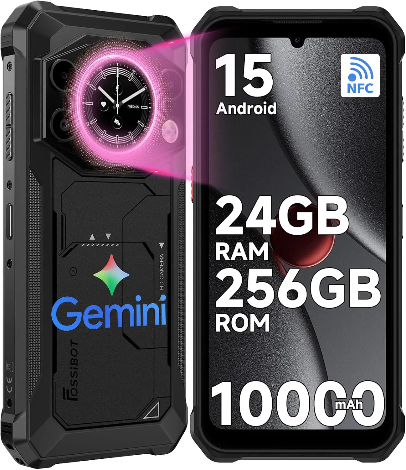 FOSSIBOT F117 Rugged Phone 24GB+ 256GB/2TB, 6.74" HD + 1.32" Dual Display