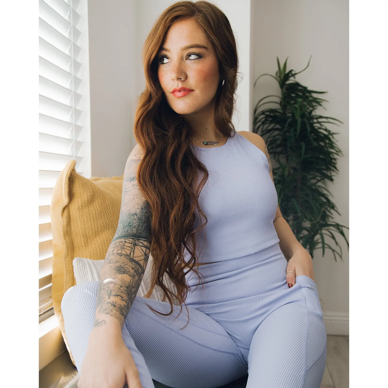 Women's Ribbed Crop Top - Lavender