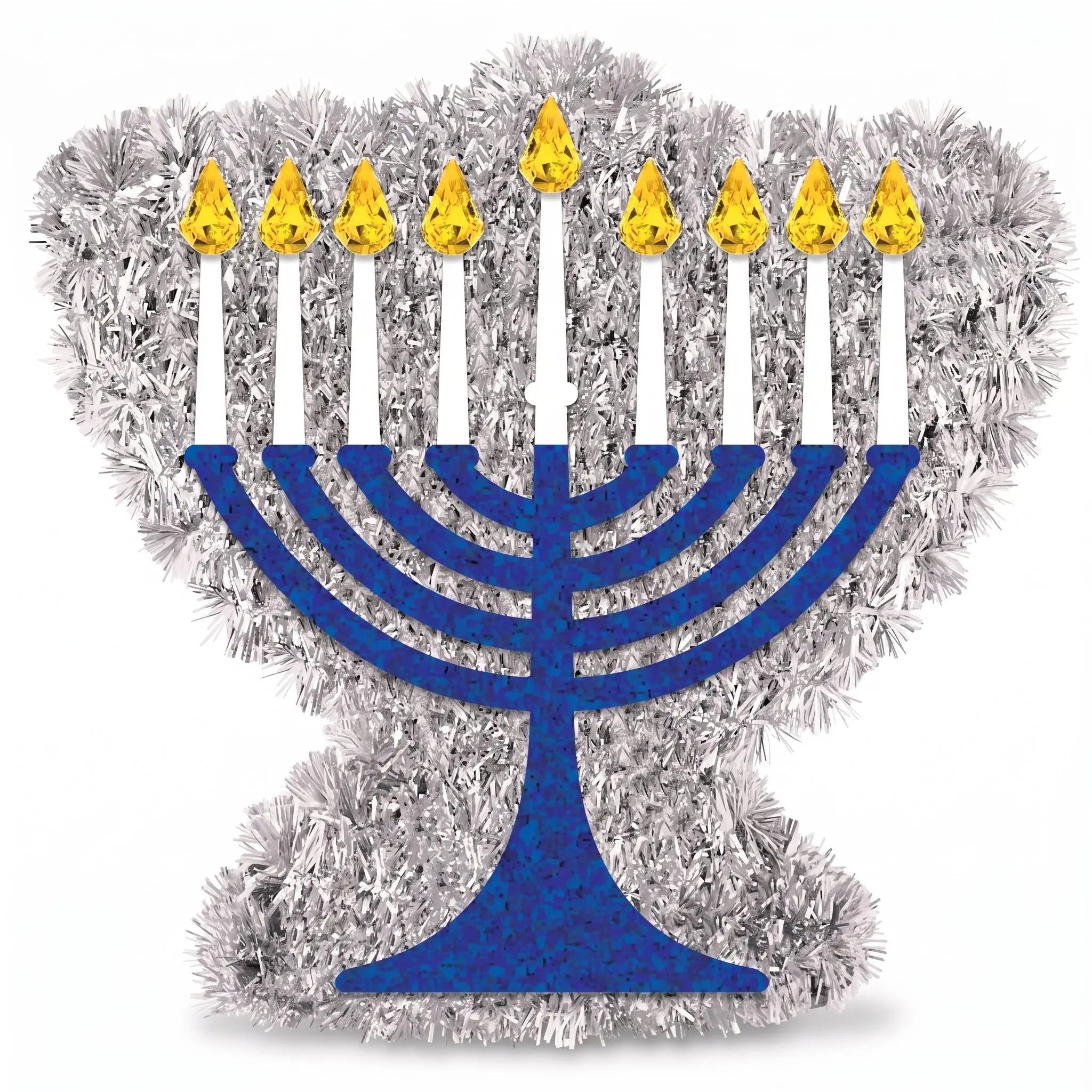 Shimmering Mini Tinsel Menorah Hanukkah Decoration