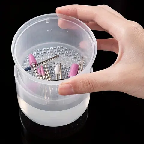 Nail Art Drill Bits Grinding Head Sterilizer Disinfection Box, 1 Count Nail Tool Cleaning Box, Manicure Storage Case, Clipper Accessories, Nail Art Tools, Diy Manicure