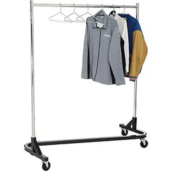 Industrial Garment Drying Rolling Z Rack - Amko Displays RZK-7, Heavy-Duty Square Tubing, Chrome Upright, Chrome Hangrail, Heavy-Duty Base, 68" Height, Laundry Tools & Accessories, Height 68"