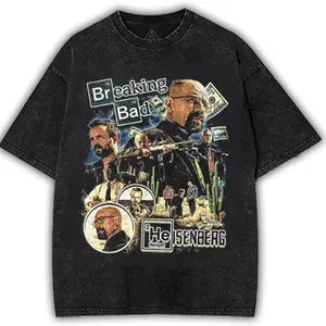 Heisenberg Breaking Bad Vintage Washed T Shirt Better Call Saul Graphic Print T-shirts Men's Pure Cotton Short Sleeves Tee Shirt Apparel Classic Fabric Menswear
