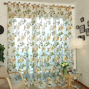 2-Piece Set of Elegant Floral Print Sheer Curtains | Blackout Sheer Curtains | No-Drill Hanging Rose Curtains, Perfect for Balconies and Romantic Bedrooms