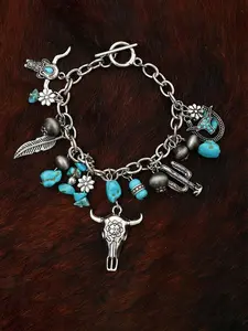 Vintage Western Cowboy Charm Decor Bracelet, Turquoise Decor Premium Bracelet for Women & Men, High Quality Bracelet, Trendy All-match & Exquisite Jewelry for Birthday Gift