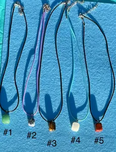 Natural Stone Wax Cord Necklace, 17-19 inch, Put # you would like in Notes at Checkout