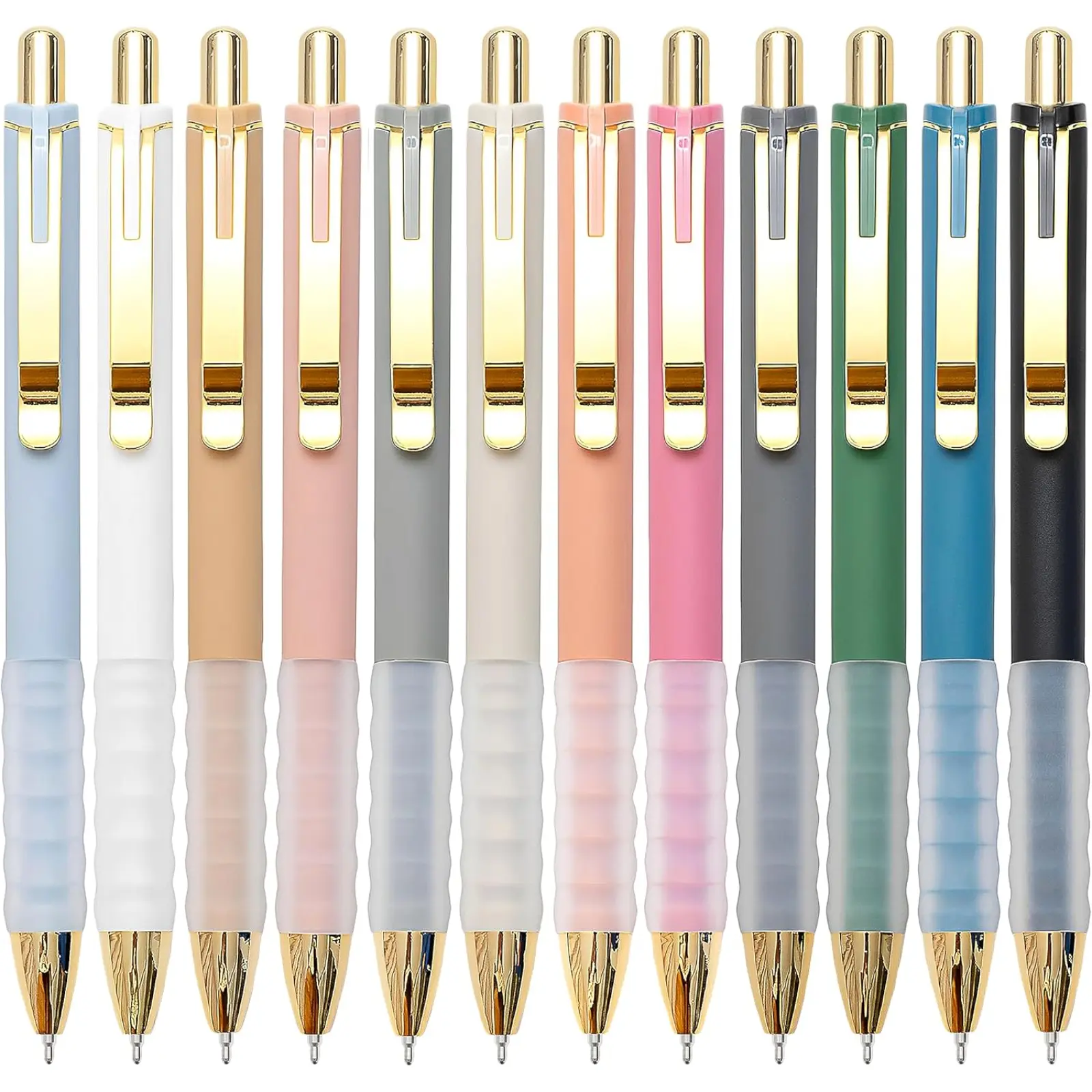 Ballpoint Pens Black Medium Point 1mm Pen with Super Soft Grip Ball Point Pen for Men Women Retractable Pens (Silver-12 pcs) sohochic