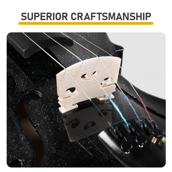 4/4 Full Size For Beginners - Fiddle Solidwood Kit with Hard Case - Acoustic Violins Rosin,  Lesson Book (Black)Violin 4/4 Full Size Kit For Beginners - Hand Carved Acoustic Violins Set - Fiddle Solid Wood Kit with Hard Case, Bow, Rosin,