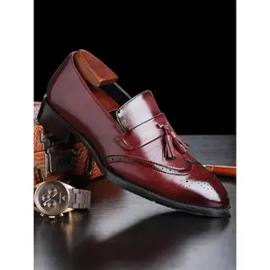 Men's Business Solid Color Tassel Decor Loafers, Fashionable PU Leather Dress Shoes for Work Office, Male All-match Commuter Shoes for Daily Wear