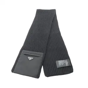 Pre-owned PRADA Wool Small Leather Goods Re Nylon Nylon Scarf