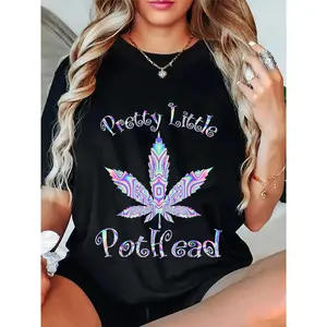 Unisex Pretty Little Pothead Weed T-Shirt Funny Pretty Little Pothead Tee Shirt Casual Top