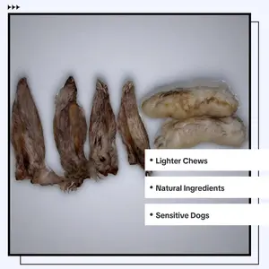 Rabbit Treat Duo Pack - Natural Rabbit Ears & Feet for Lighter Chews - Ideal for Sensitive Dogs - Versatile & Simple Treat Option