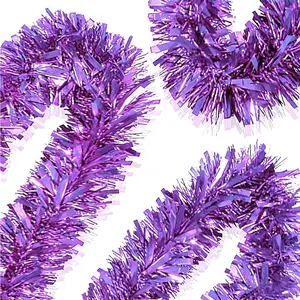 33Ft Christmas Tinsel Garland Xmas Tree Decorations Shiny Thick Light  Metallic Twist Garland Ceiling  Decor for  Year Birthday Party Indoor Outdoor Supplies-Light