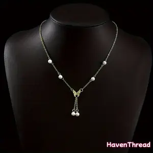 Women'S Stylish Artificial Pearl Butterfly Necklace, Creative Necklace, Jewelry for Parties And Weddings