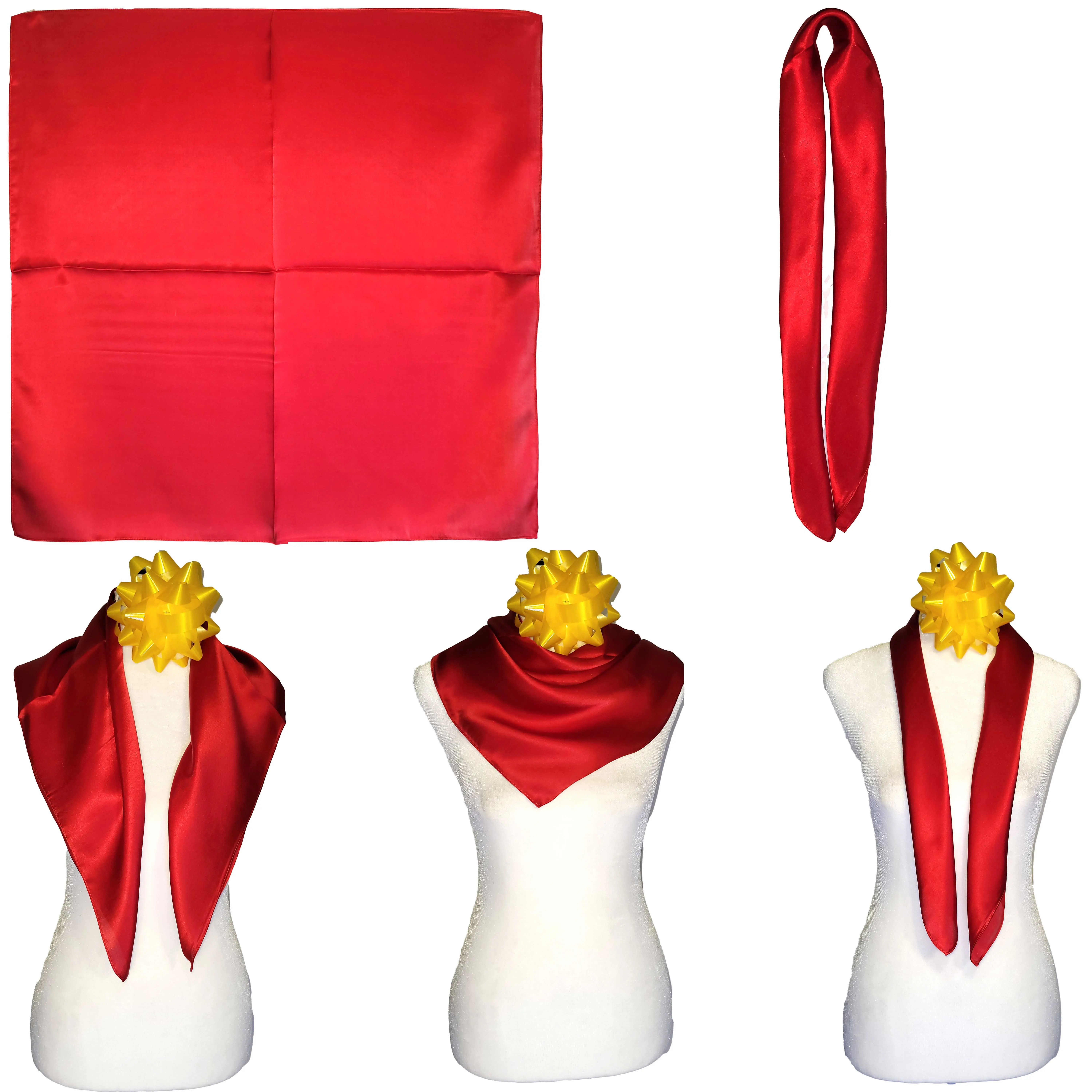 NWT Genuine 100% Mulberry Silk Satin Scarf 25″x25″ Medium Square Shawl Red S5710