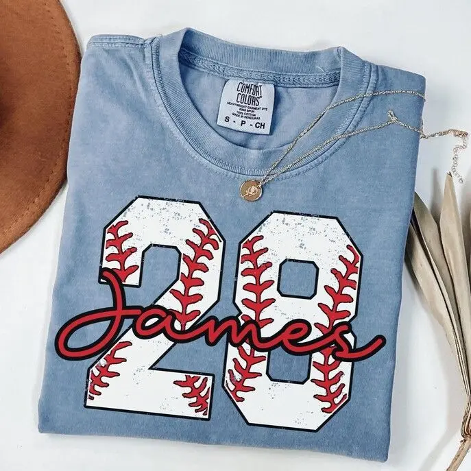 Comfort Colors Custom Baseball Number Shirt, Personalized Baseball Player Shirt, Baseball Fan Gift, Sports Mom tee, Game Day