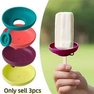 3-Piece Silicone Ice Cream Stands, Leak-Proof Conical Support Rack, Portable Popsicle Mold Tray, Dishwasher Safe, Summer Ice Pop Holder, Set