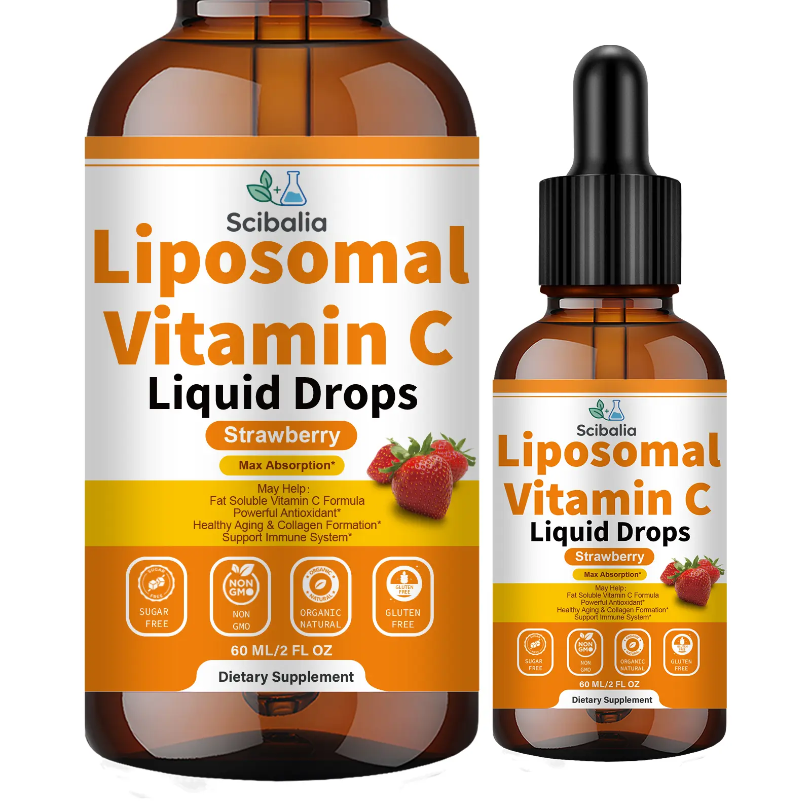 Liposomal Vitamin C 1000mg Drops High Potency 6-in-1 Fat Soluble VIT C w. Zinc Elderberry Glutathione Niacin for Immune Support Antioxidant Collagen ProductionHigh Absorption Liquid Vitamin C Formula
