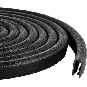 Rubber Edge Trim Guard 10ft/3m, Adhesive Free Door Edge Protector, U Shape Edge Seal Strip with Embedded Metal Clips For 3/64" to 1/4" Thick Edges (Black)