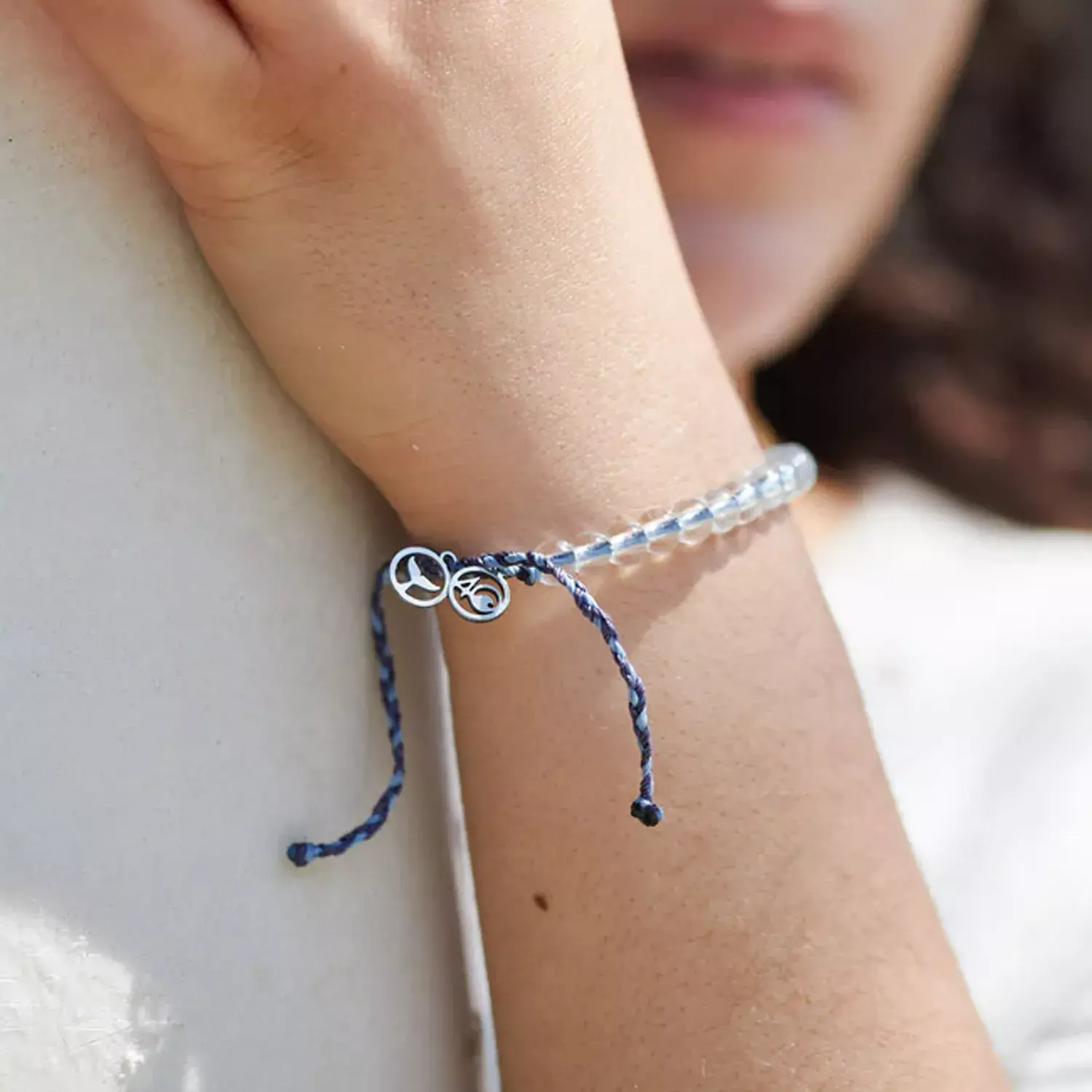 4Ocean Unisex Whale Beaded Bracelet - Light Blue & Purple