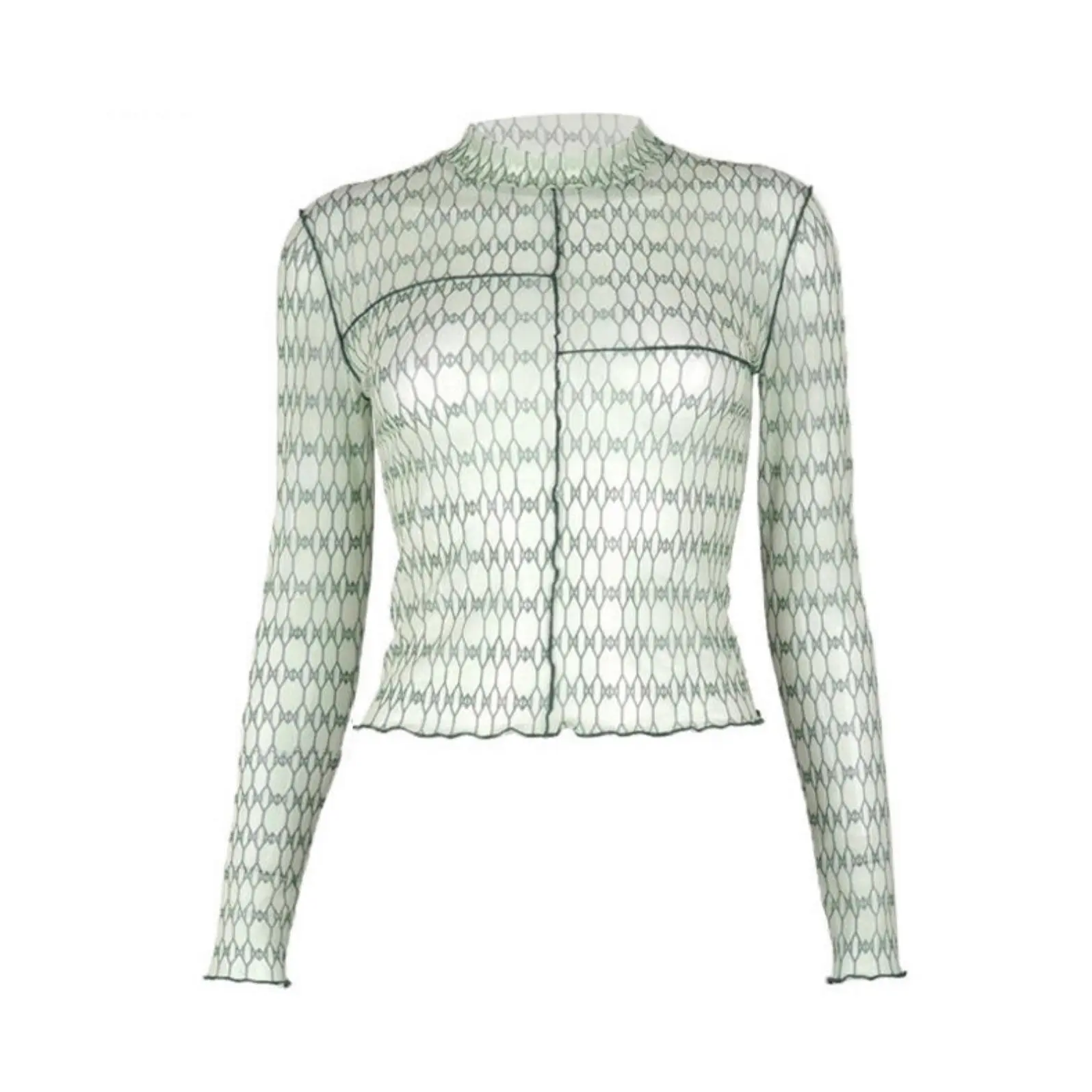 SANAYA MESH LONG SLEEVE TOP GREEN (SAMPLE SALE)