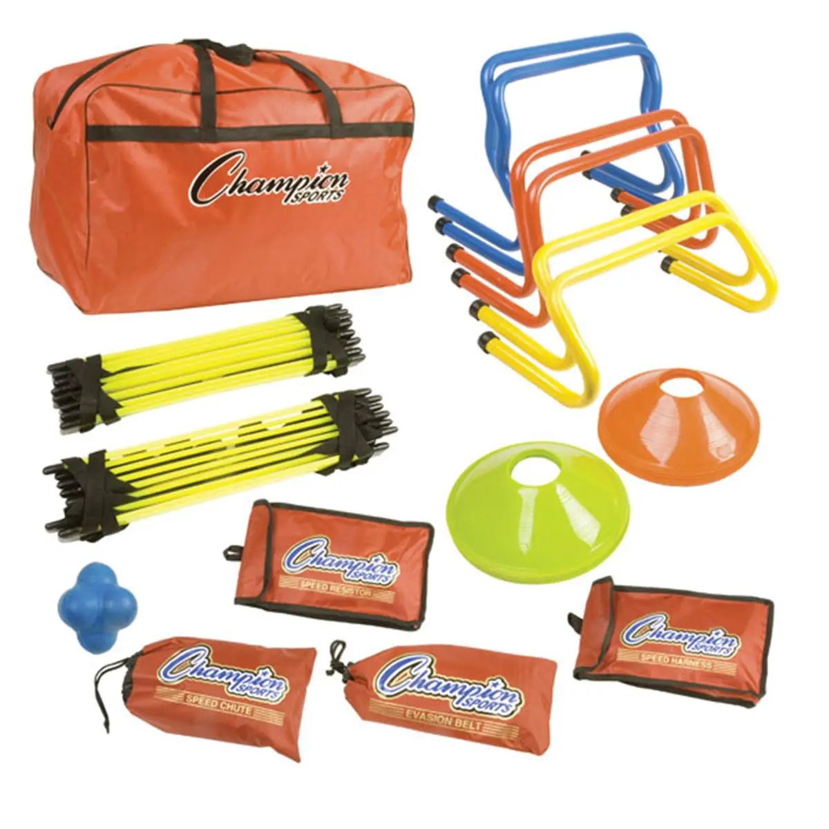 212 MAIN High Quality Speed Agility Kit - Assorted Hurdles, Agility Ladder, Reaction Ball, Includes 10 Cones & Carrying Bag for Athletic Market Sports, Fitness Training