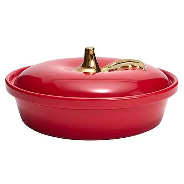 KitchenHQ Apple-Themed 10.5" Stoneware Covered Pie Plate