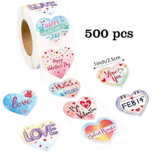 500pcs Roll Valentine Heart Graffiti Stickers, Wedding Birthday Love Gifts for Women Men, Unique Memorial DIY Decorations